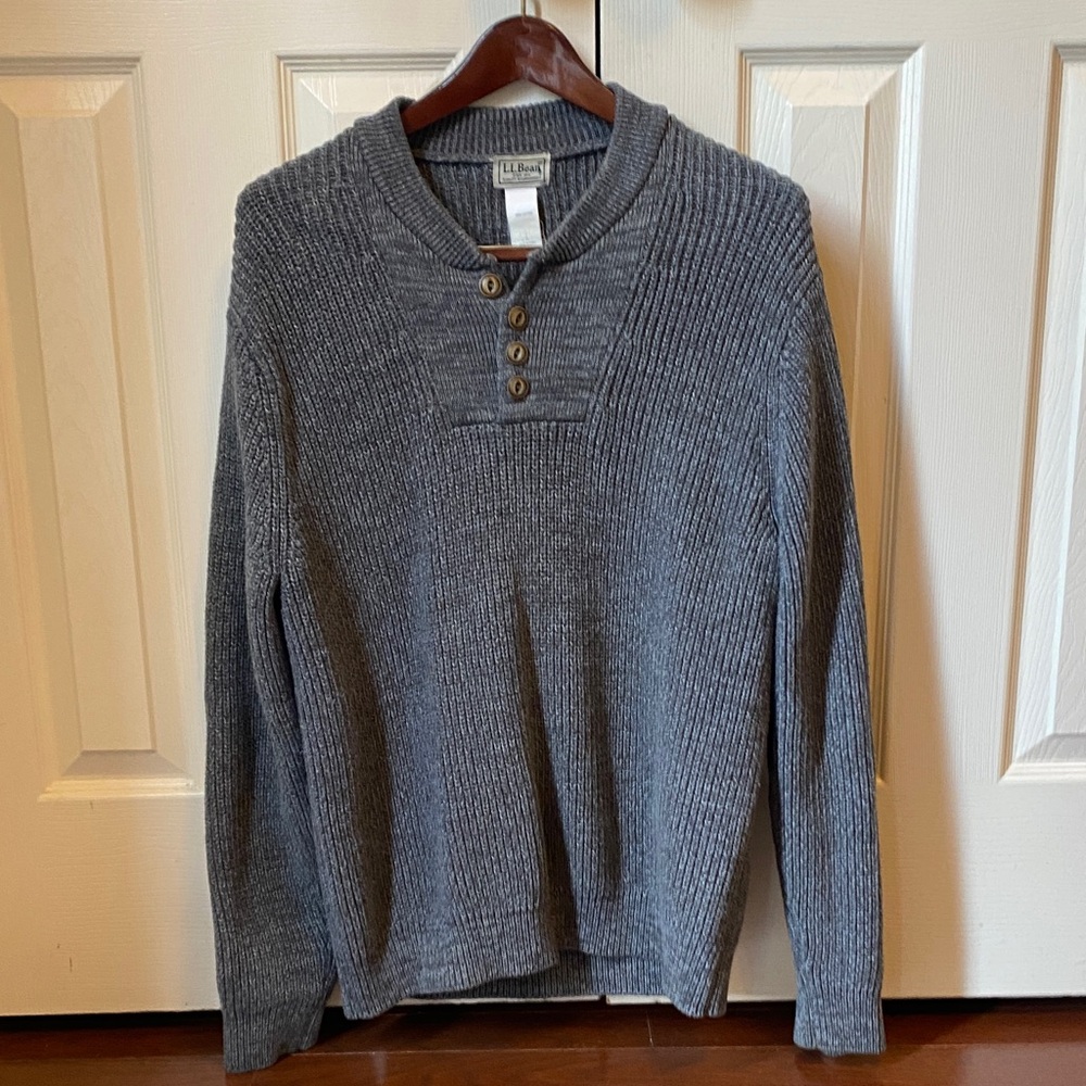 L.L. Bean Charcoal Gray 1/4 Button Down Men's Sweater